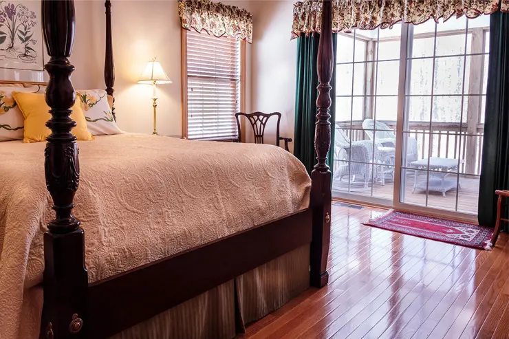 Bedroom with brown color theme.