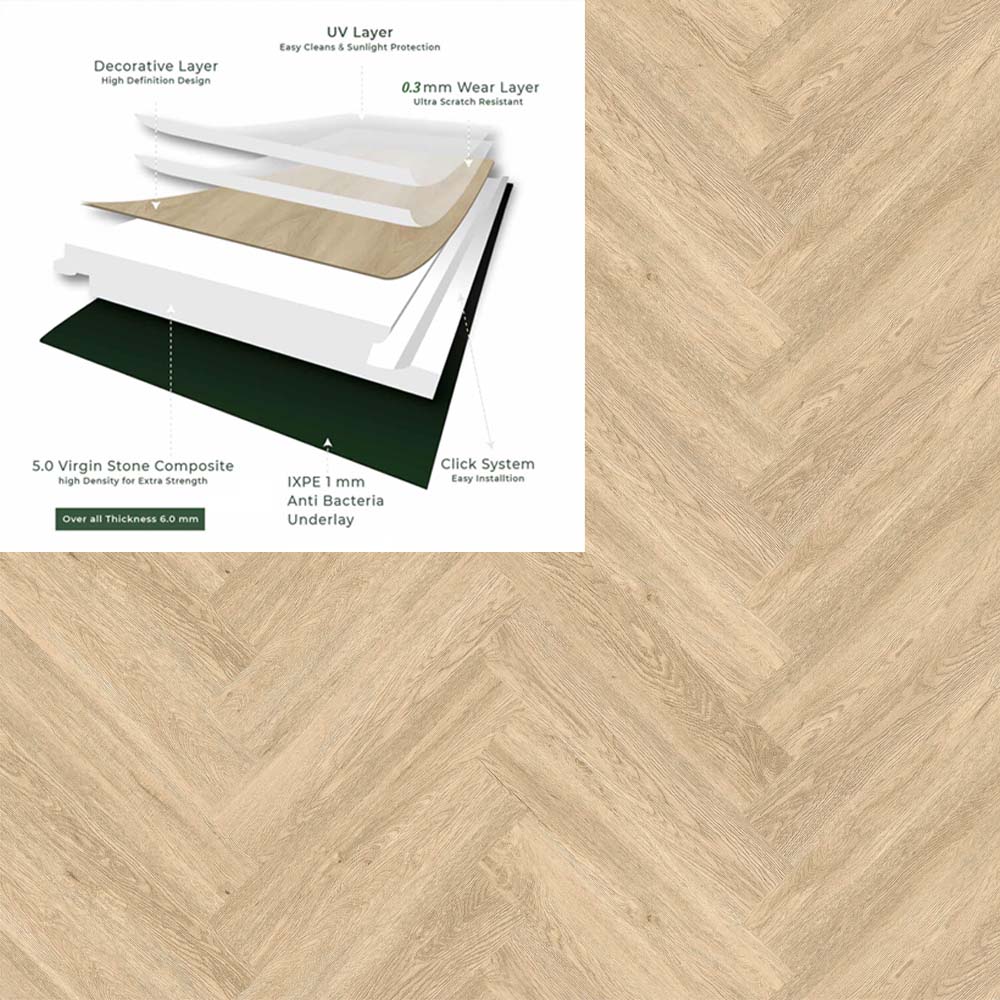 Modern Beige Herringbone Pro Flooring with Specification..