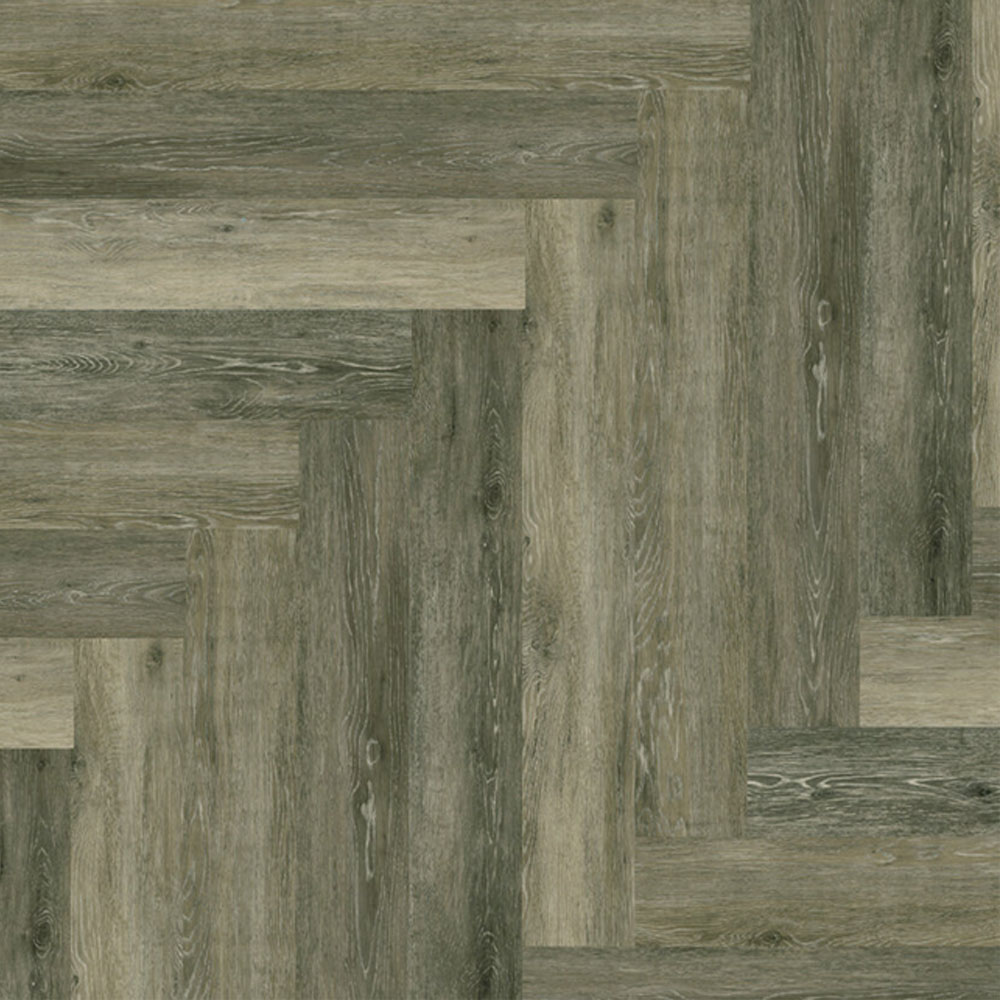 Weathered Gray Oak SPC Flooring Herringbone.