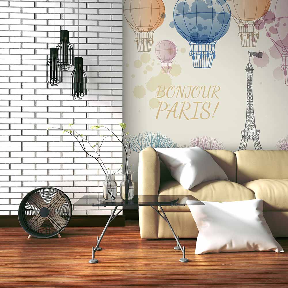 Paris Hot Air Balloon Wallpaper for Elegant Spaces.ki175