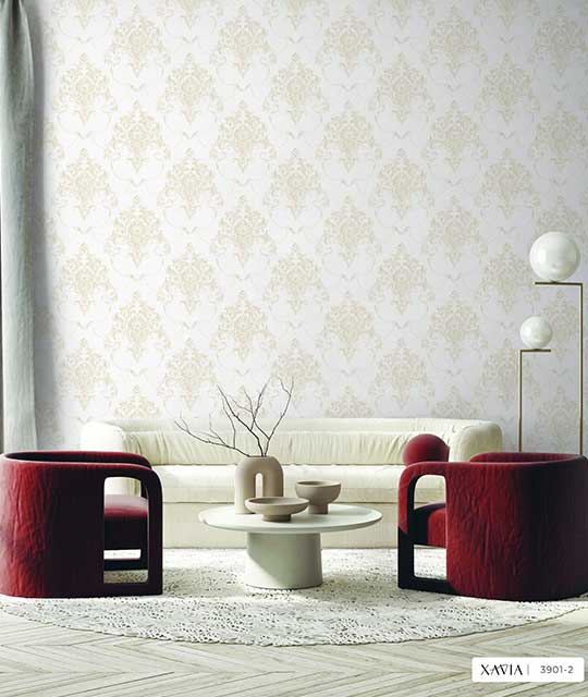 Elegant Off-White Floral Damask Wallpaper Xavia 3901-2