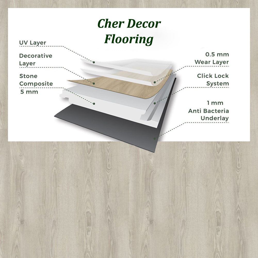 Silver Blonde Oak SPC Flooring with Specification.