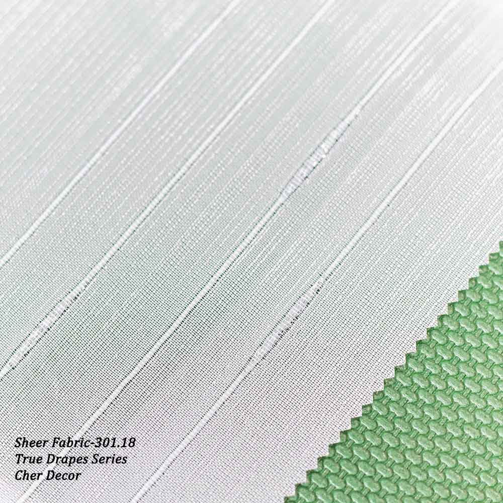 White Vertical Stripes Sheer Fabric With Silver Accent 320 cm Width.