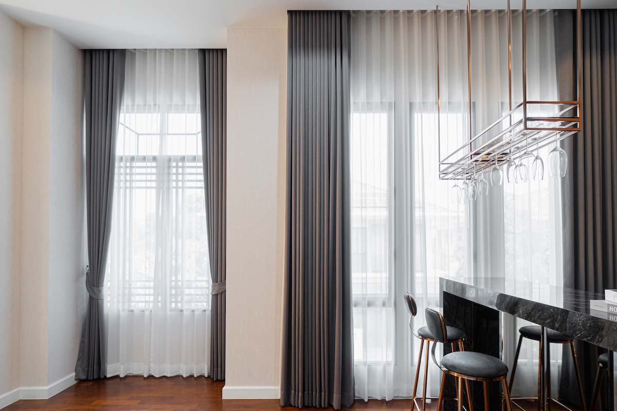 Sheer and blackout curtains for kitchen.