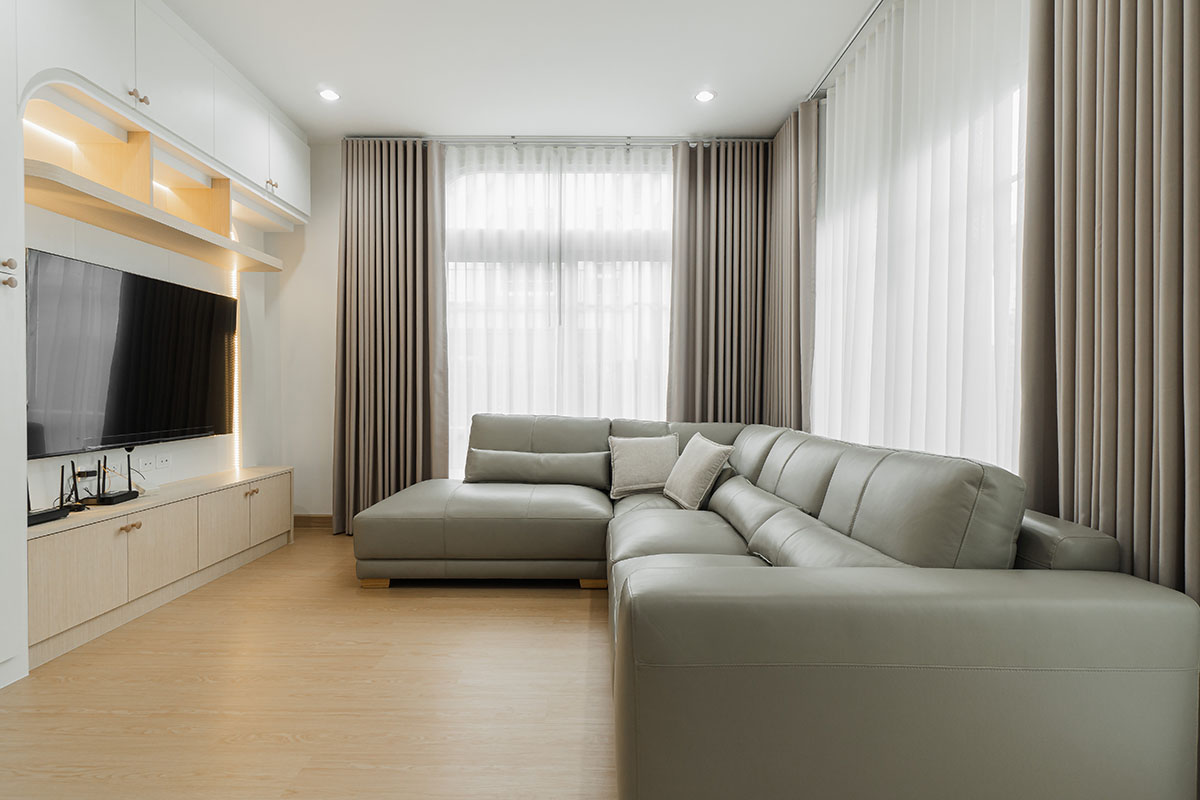 Living Room with Two-layered Curtains.