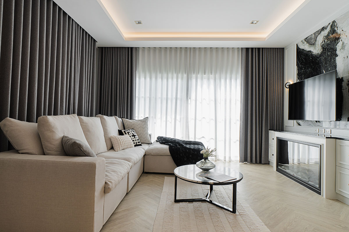 Two-Layered Curtains for Living Room at Casa Grand.