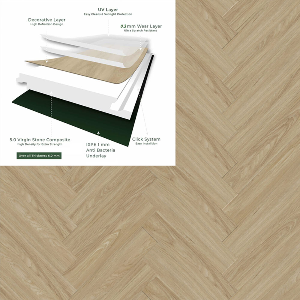 Warm Hickory Wood SPC Pro Flooring with Specification.