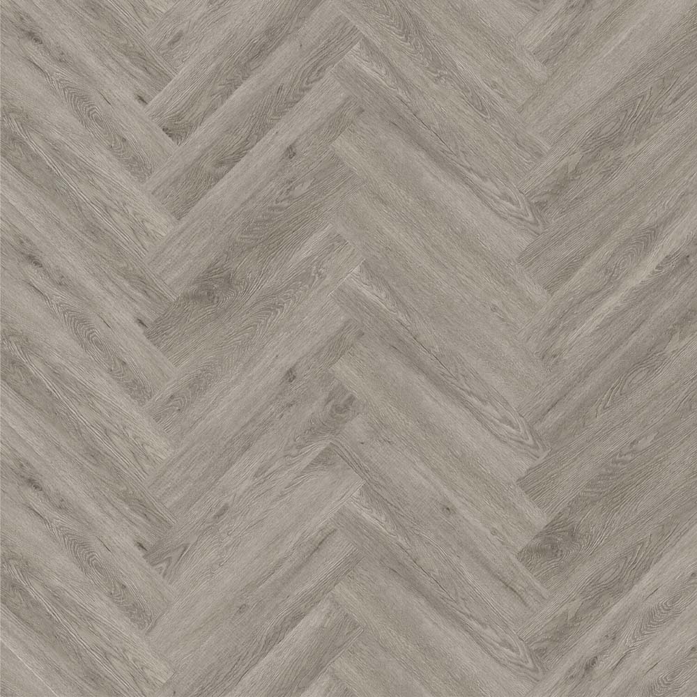 Gray Oak SPC Pro Herringbone Flooring.