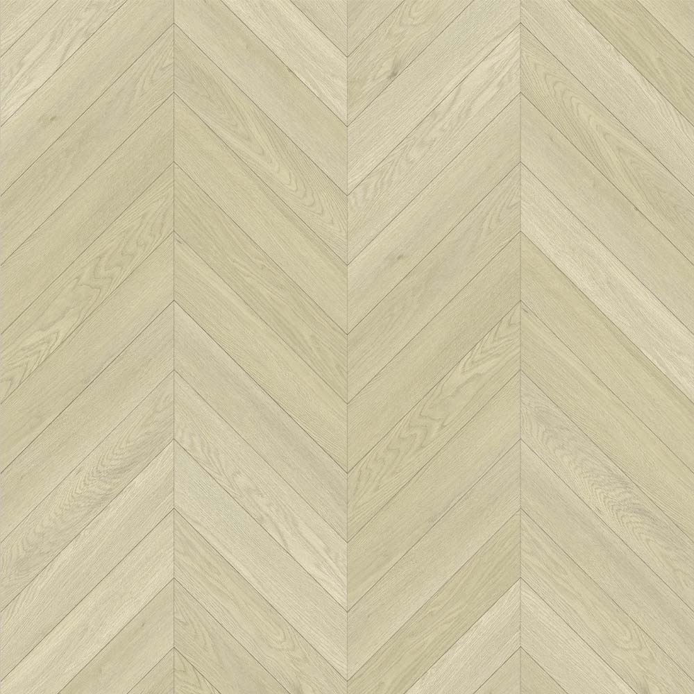 Creamy Oak SPC Flooring Chevron Design.