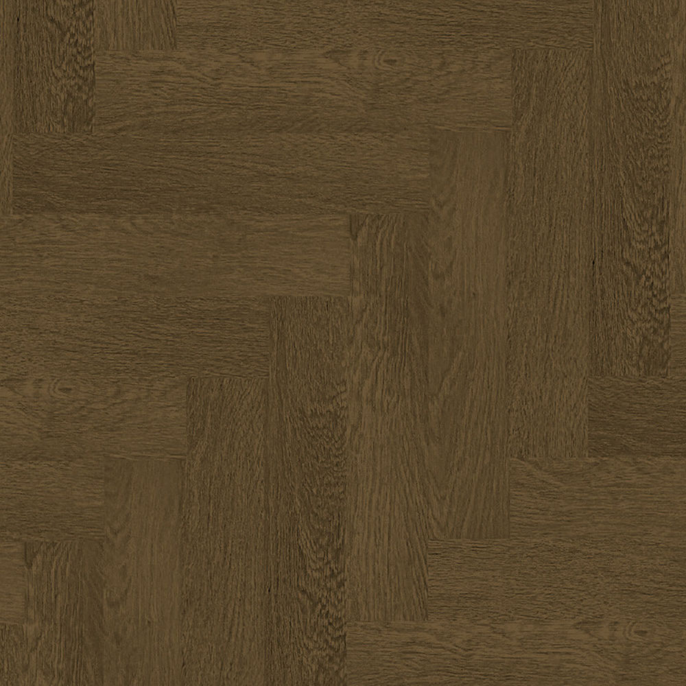 พื้นไม้ SPC สีโอ๊คสีน้ำตาลเข้ม ลายก้างปลา.