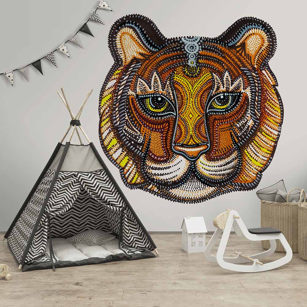 วอลเปเปอร์ลายเสือสีสันสดใสสำหรับห้องเด็ก ki020.