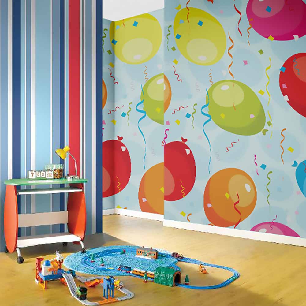 วอลเปเปอร์ลายลูกโป่งหลากสีสำหรับห้องเด็ก ki001.