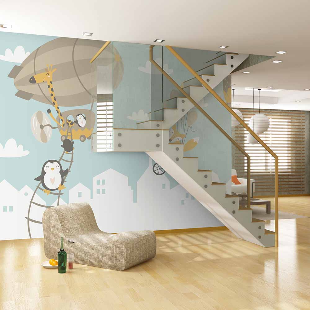 วอลเปเปอร์เรือเหาะสุดน่ารักสำหรับห้องเด็ก ki194