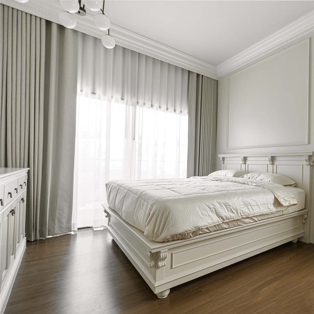 Blackout curtain for bedroom color gray.