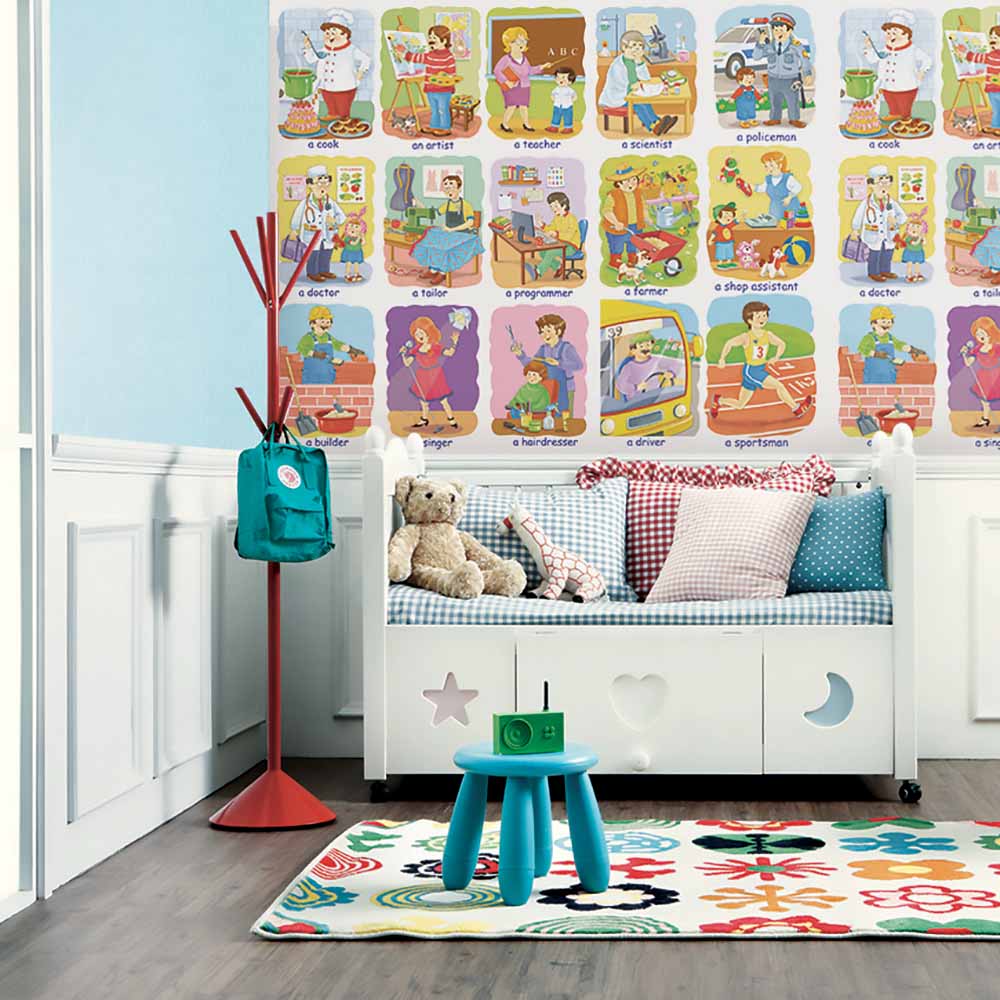 Career-Themed Cartoon Wallpaper for Kids Room. ki008