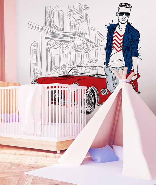 Children's Room Wallpaper with Cute Characters