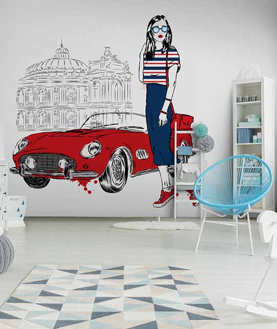 Children's Room Wallpaper with Cute Characters
