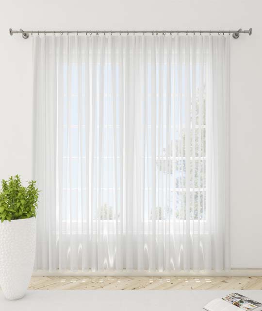Premium White Voile Sheer Curtain - Polyester (Tailor-Made)