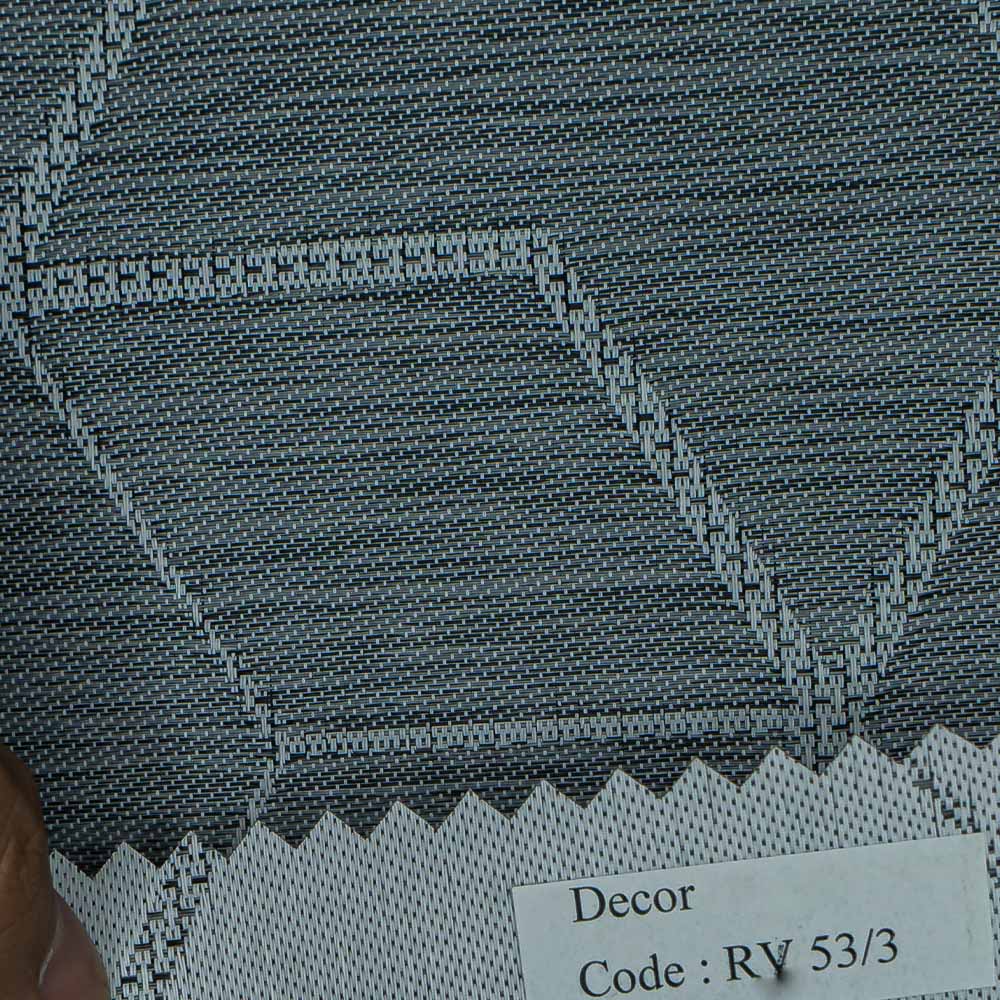 Geometric Patterned Dark Gray Roller Shades.