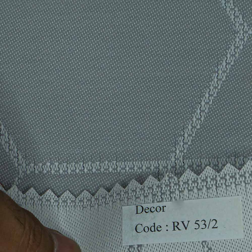 Geometric Patterned Light Gray Roller Shades.