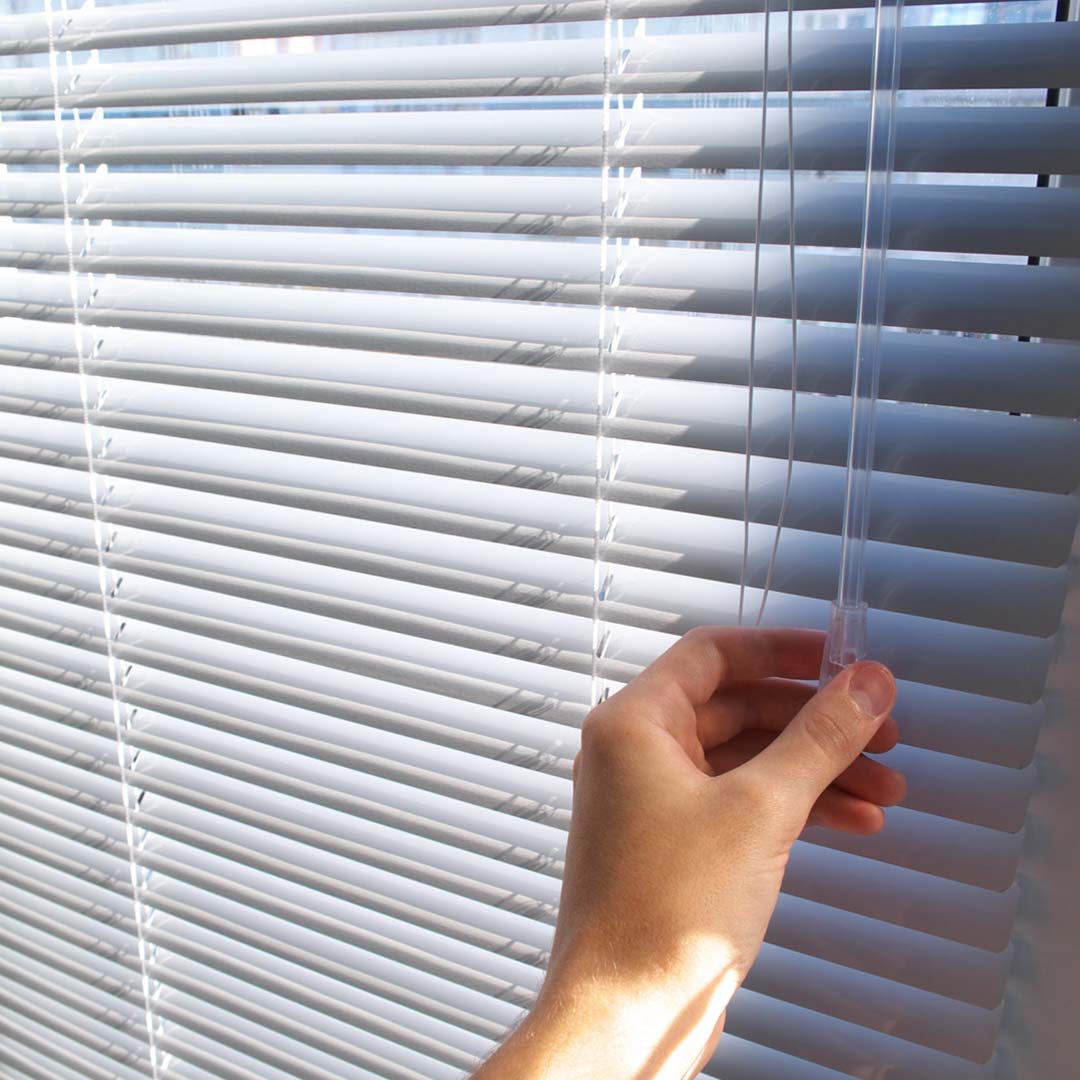 Aluminum blinds.