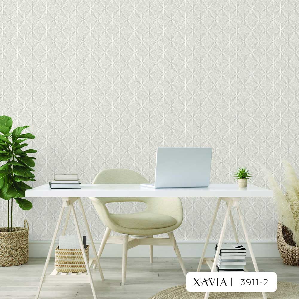 3911-2 Xavia Geometric Shape Wallpaper for Home Office Room.