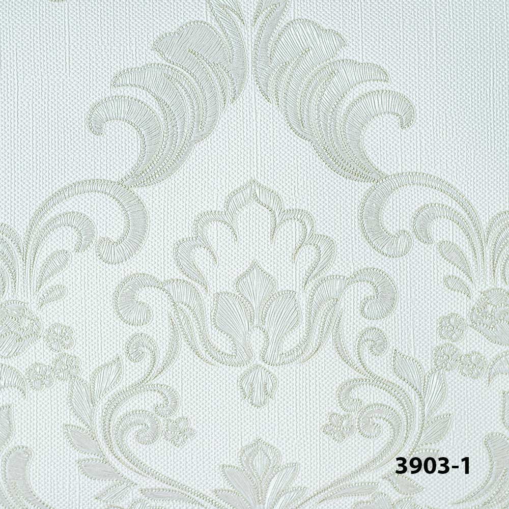 3903-1 Xavia Gray Textured Floral Damask Wallpaper.