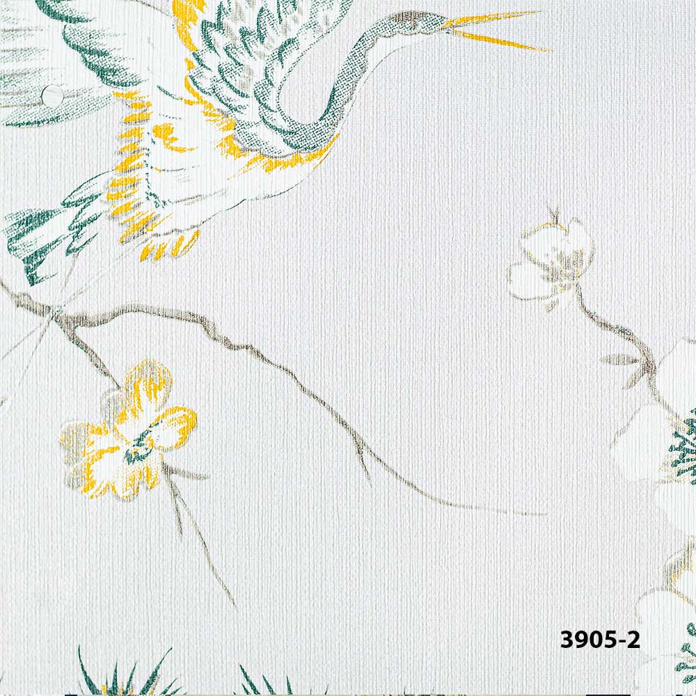 Heron Bird and Floral Pattern Wallpaper Xavia 3905-2.