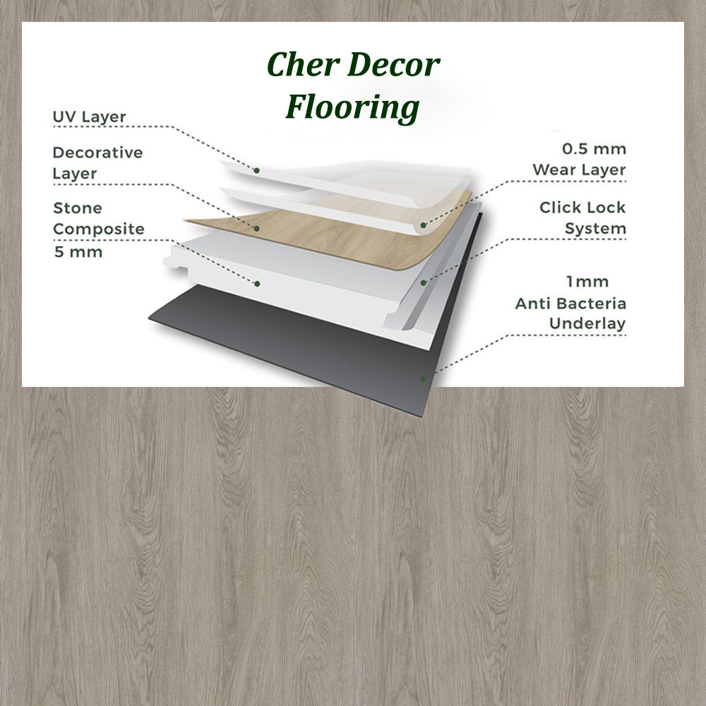 Stormy Gray Oak SPC Flooring with Specification.