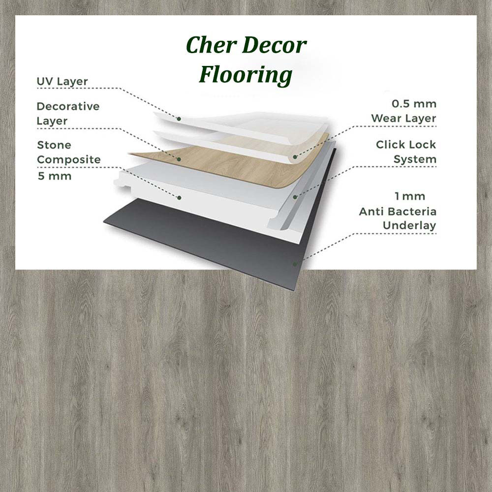 Charcoal Mist Oak SPC Flooring Specification.