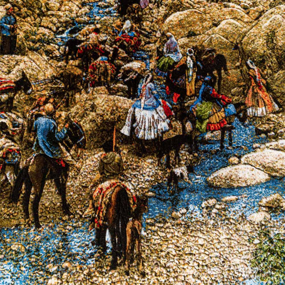 Zoomed in Handwoven Migration Wall Carpet.