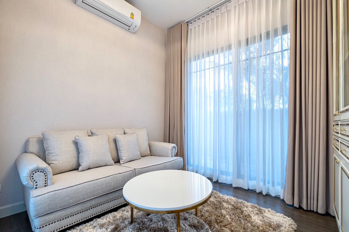 Area Room with Two Layer Curtains.
